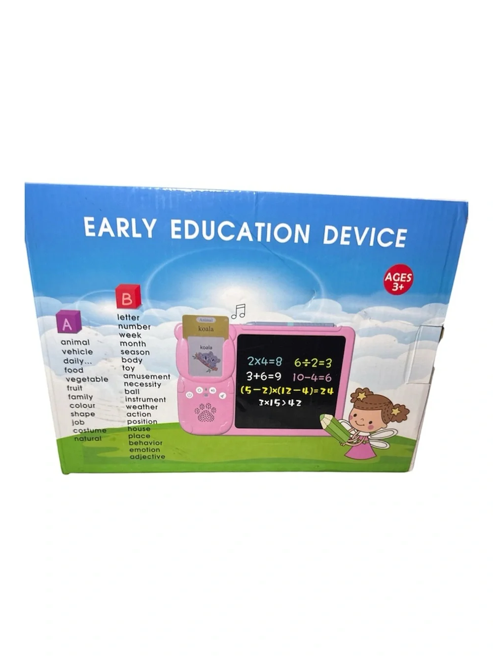 Bilingual English Spanish Flash Card Reader LCD Writing Tablet Early Education